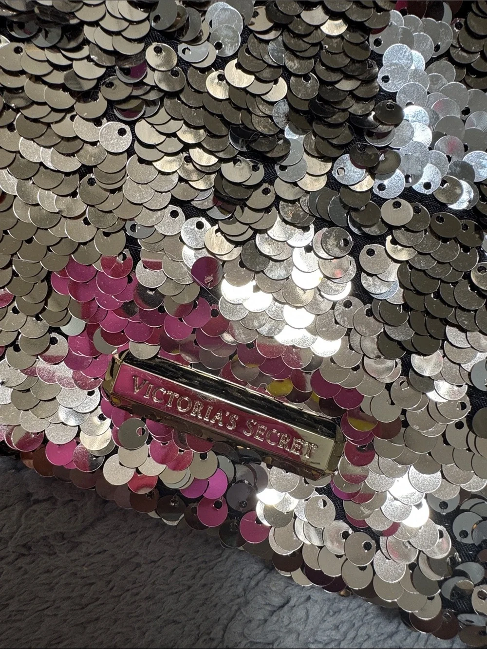 Victoria's Secret Silver Sequin Wristlet Clutch